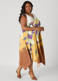 Watercolor Satin Midaxi Dress