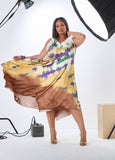 Watercolor Satin Midaxi Dress