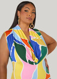 Printed Cowl Neck Bodycon Dress