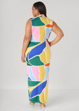 Printed Cowl Neck Bodycon Dress