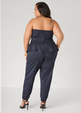Strapless Denim Jogger Jumpsuit