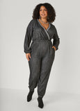 Textured Denim Joggers Jumpsuit