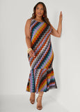 Flounced Zig Zag Midaxi Dress