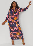 Watercolor Cowl Neck Bodycon Dress