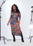 Plaid Mock Neck Maxi Dress