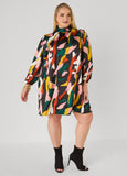 Printed Satin Swing Dress