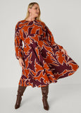 Floral Split Sleeve A Line Dress