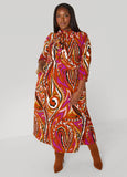 Tie Neck Paisley Maxi Dress
