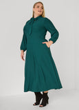 Ribbed Tie Neck A Line Dress