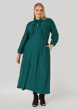 Ribbed Tie Neck A Line Dress