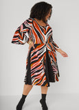 Bell Sleeve Abstract A Line Dress