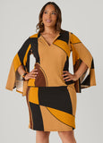 Split Sleeve Abstract Sheath Dress