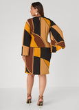 Split Sleeve Abstract Sheath Dress