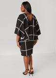 Windowpane Cape Effect Dress
