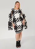 Houndstooth Split Sleeve Dress