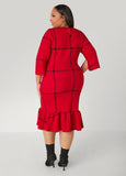 Split Sleeve Windowpane Dress