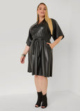 Faux Leather A Line Dress
