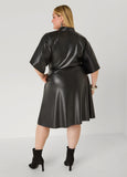 Faux Leather A Line Dress