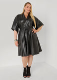 Faux Leather A Line Dress