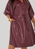 Faux Leather A Line Dress