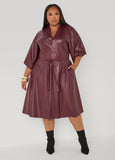 Faux Leather A Line Dress