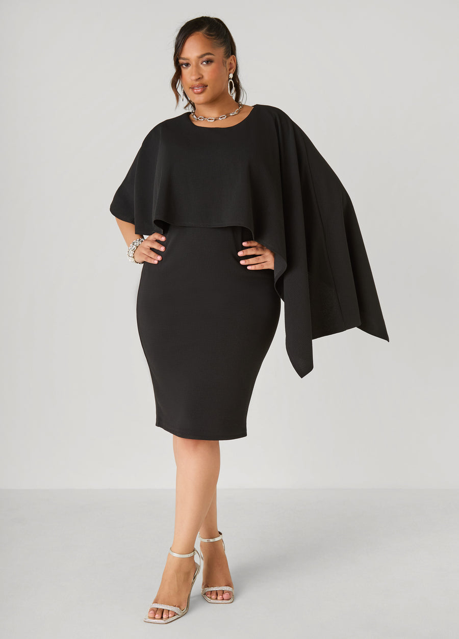 Cape Effect Sheath Dress