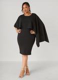 Cape Effect Sheath Dress