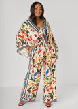 Tie Front Tropical Print Jumpsuit