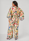 Tie Front Tropical Print Jumpsuit