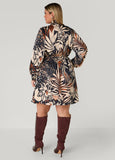 Tie Neck Floral Satin Dress