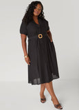 Puff Sleeved Cotton Shirtdress