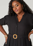 Puff Sleeved Cotton Shirtdress