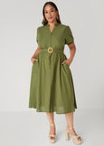 Puff Sleeved Cotton Shirtdress