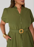 Puff Sleeved Cotton Shirtdress