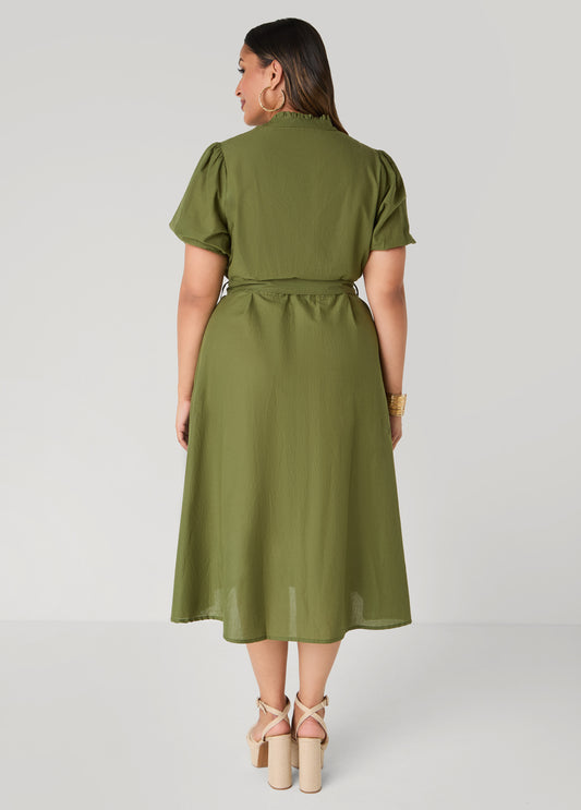 Puff Sleeved Cotton Shirtdress