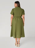 Puff Sleeved Cotton Shirtdress