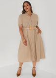 Puff Sleeved Cotton Shirtdress