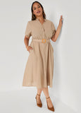 Puff Sleeved Cotton Shirtdress