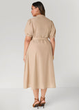 Puff Sleeved Cotton Shirtdress