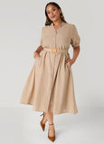 Puff Sleeved Cotton Shirtdress