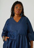 Layered Chambray Babydoll Dress