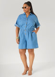 Cuffed Chambray Romper