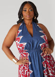 Printed Cotton Halter Dress