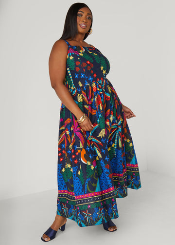 Tropical Print Cotton Dress