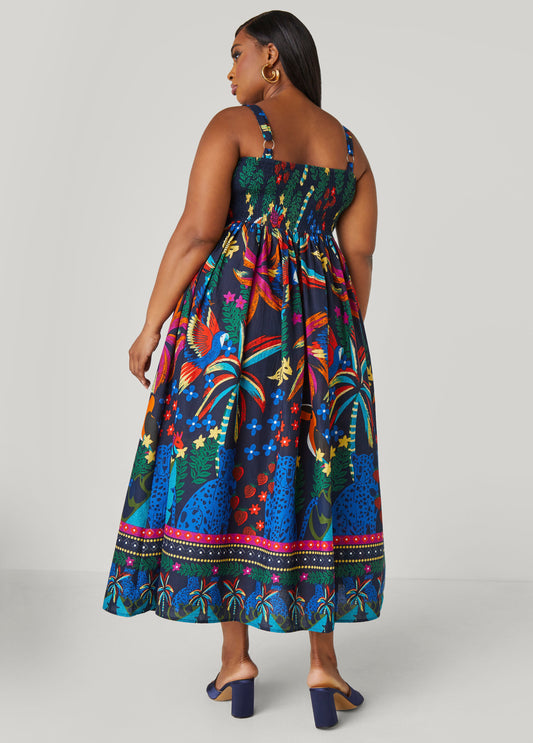 Tropical Print Cotton Dress