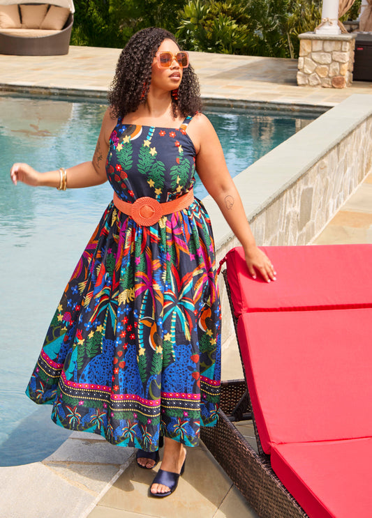 Tropical Print Cotton Dress