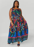 Plus Size Tropical Print Cotton Dress