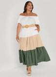 Off The Shoulder Colorblock Dress