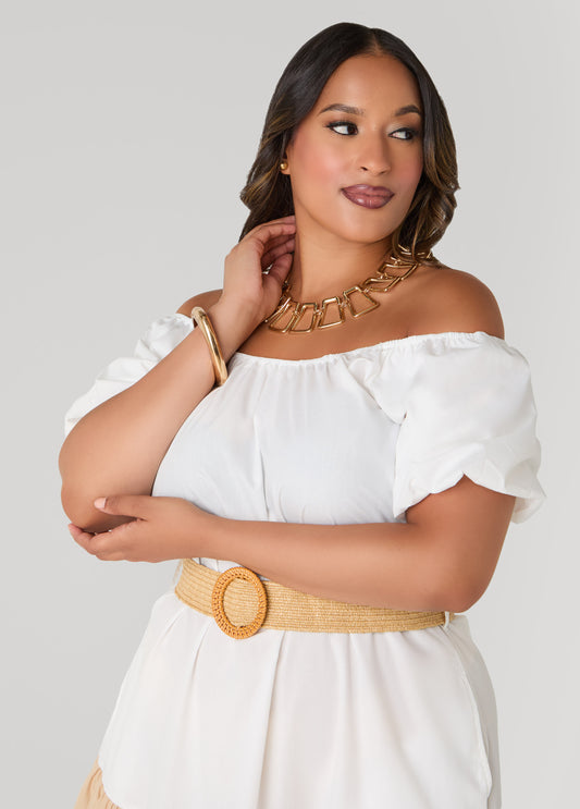 Off The Shoulder Colorblock Dress
