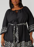 Scroll Print Cotton Swing Dress